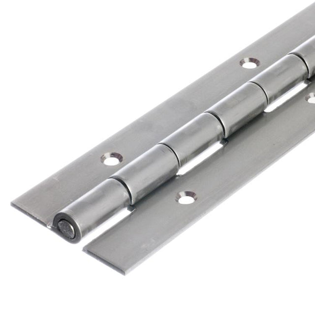 1010 heavy-duty mild steel piano hinge, self-colour, in-line holes, 1829mm