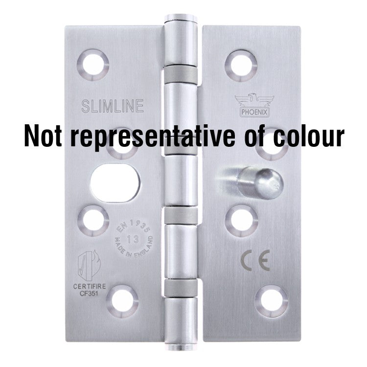 7530 Slimline Dog Bolt Hinge - Staggered Hole - Stainless Steel - Satin Polished 102 x 76 x 2.5mm