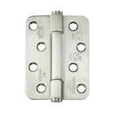 7730 Concealed Bearing Hinge Stainless Steel 316 - Radius Corner - Staggered Hole - Satin Polished 102 x 76 x 3mm