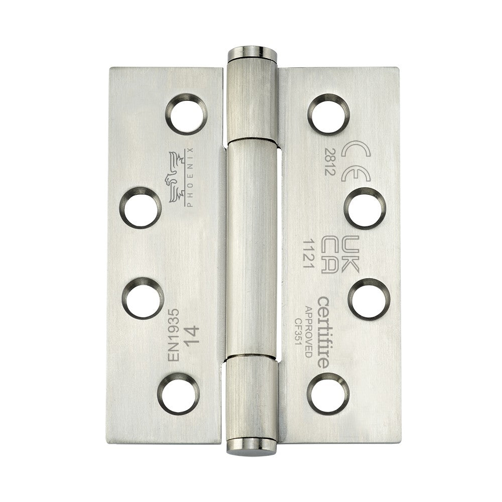 7730 Concealed Bearing Hinge Stainless Steel - Square Corner - ANSI Hole - Satin Polished 102 x 76 x 3mm