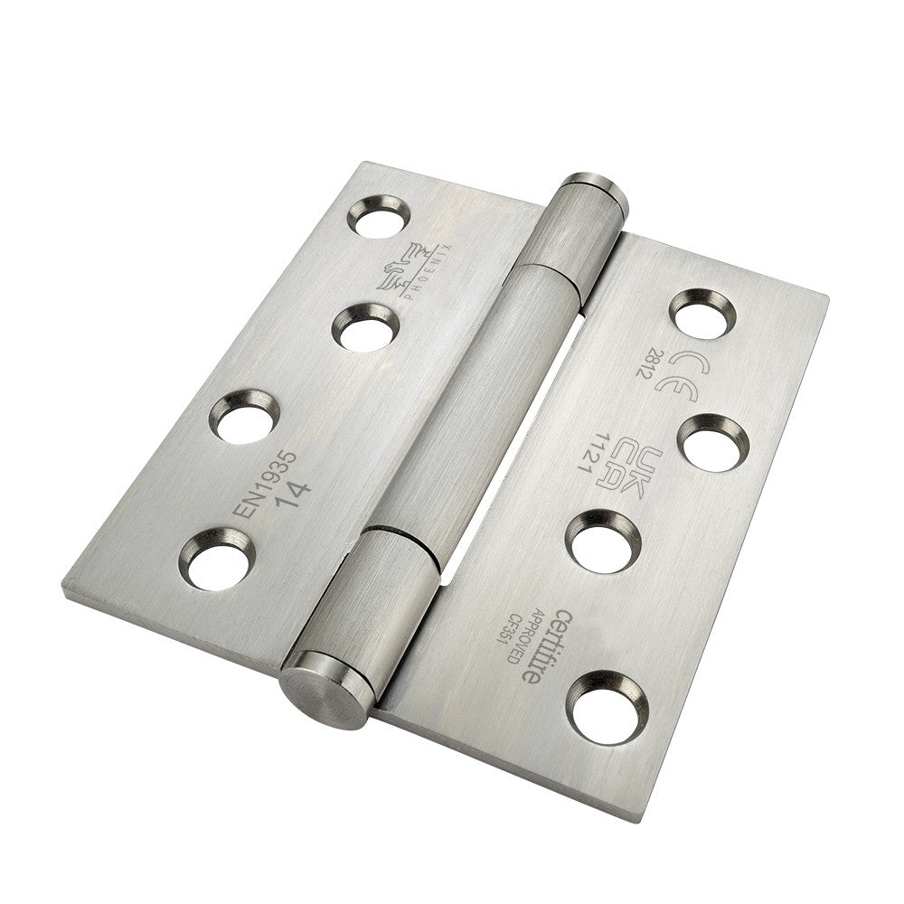 7735 Concealed Bearing Hinge Stainless Steel - Square Corner - Staggered Hole - Satin Polished 102 x 89 x 3mm