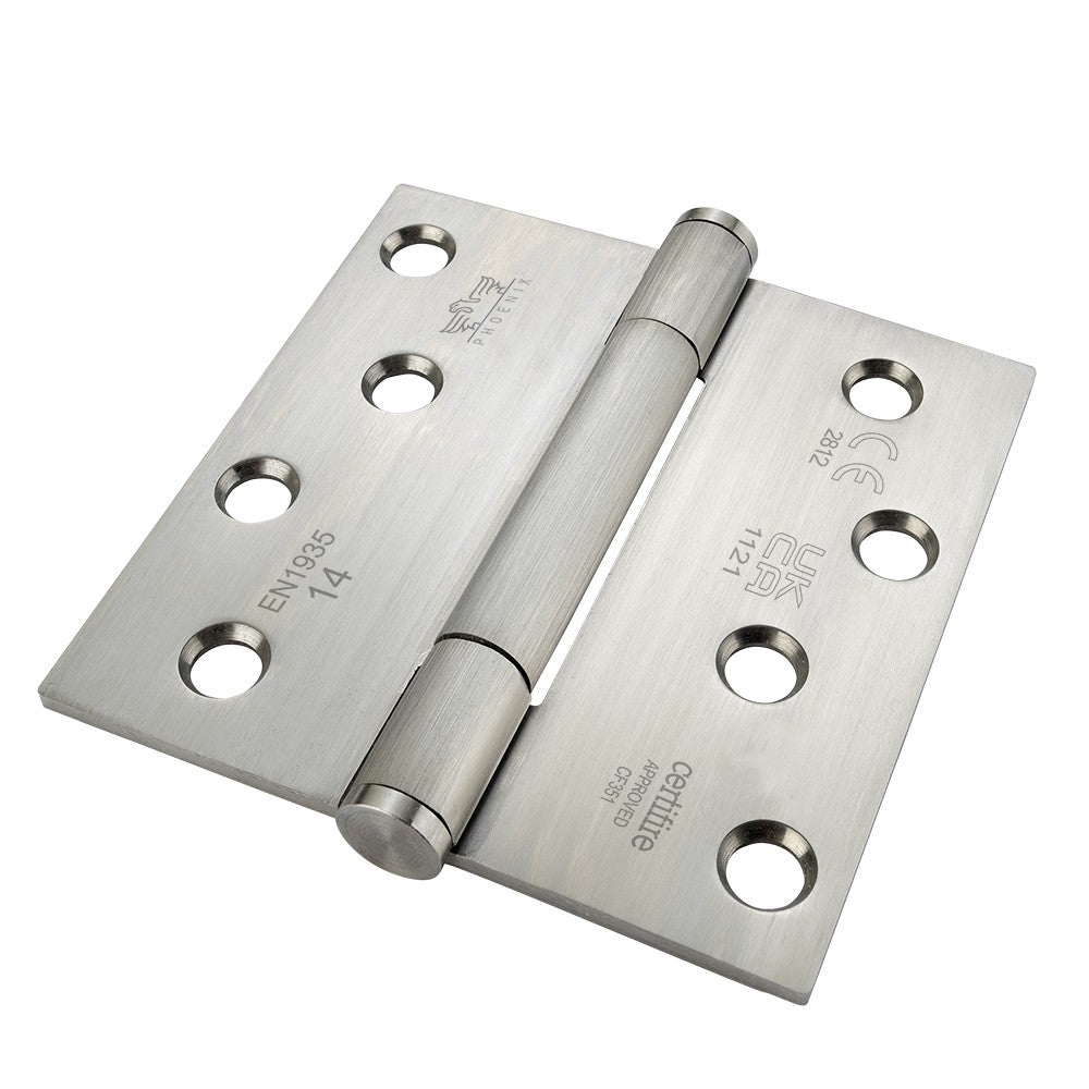 7740 Concealed Bearing Hinge Stainless Steel 316 - Square Corner - Staggered Hole - Satin Polished 102 x 102 x 3mm