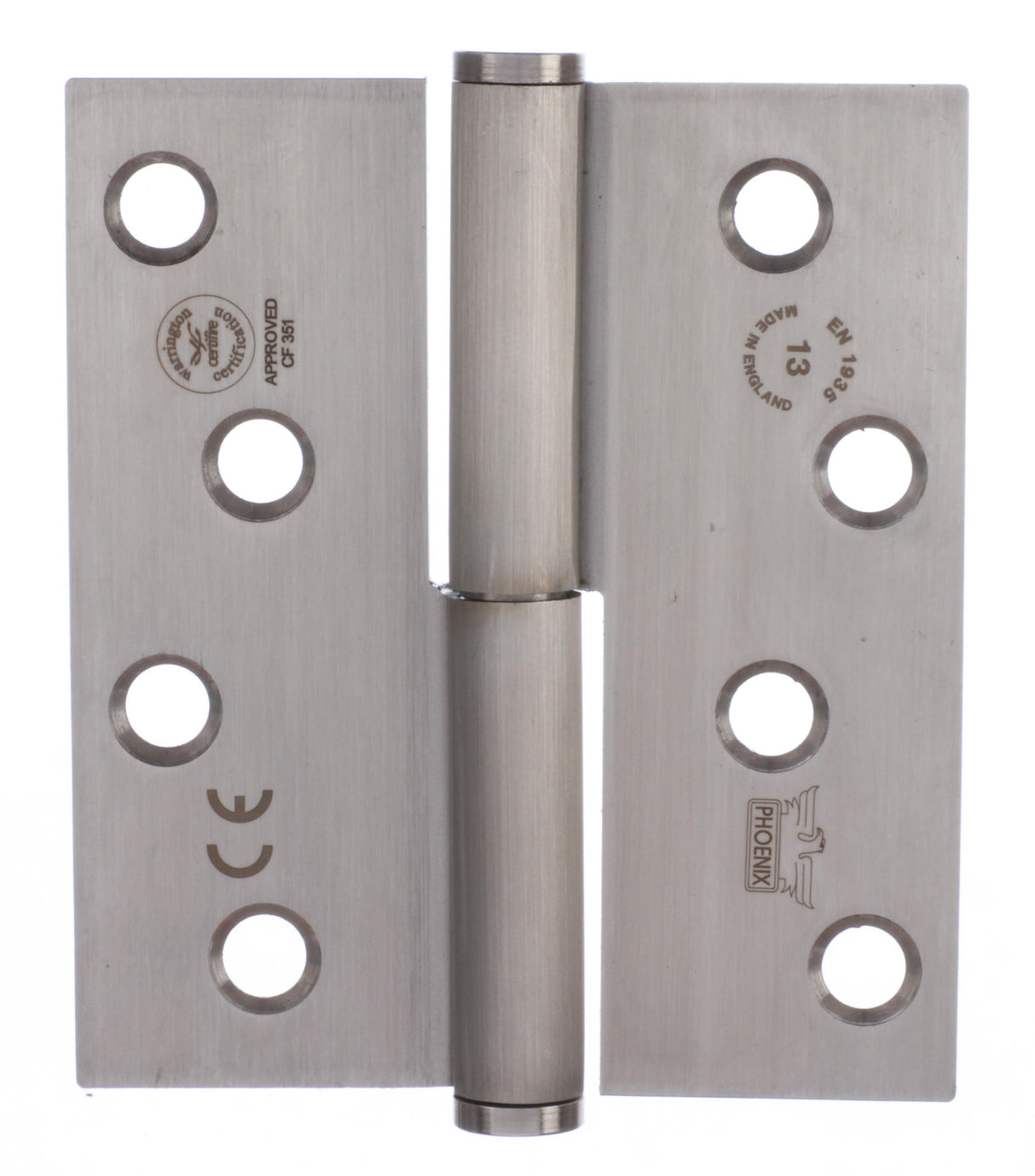 7765 Concealed Bearing Lift Off Hinge - Square Corner - Staggered Hole - Clockwise Close - Stainless Steel - Satin Polished 102 x 89 x 3mm