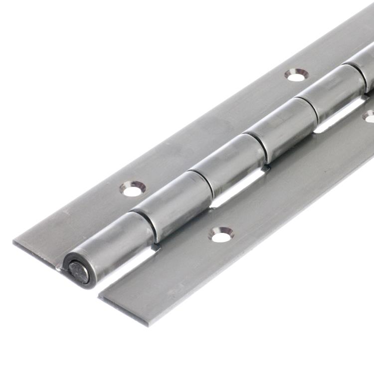 1010 Heavy Duty Piano Hinge - Mild Steel - Self Colour - In-line Holes 1829 x 76 x 2.5 x 7mm Pin