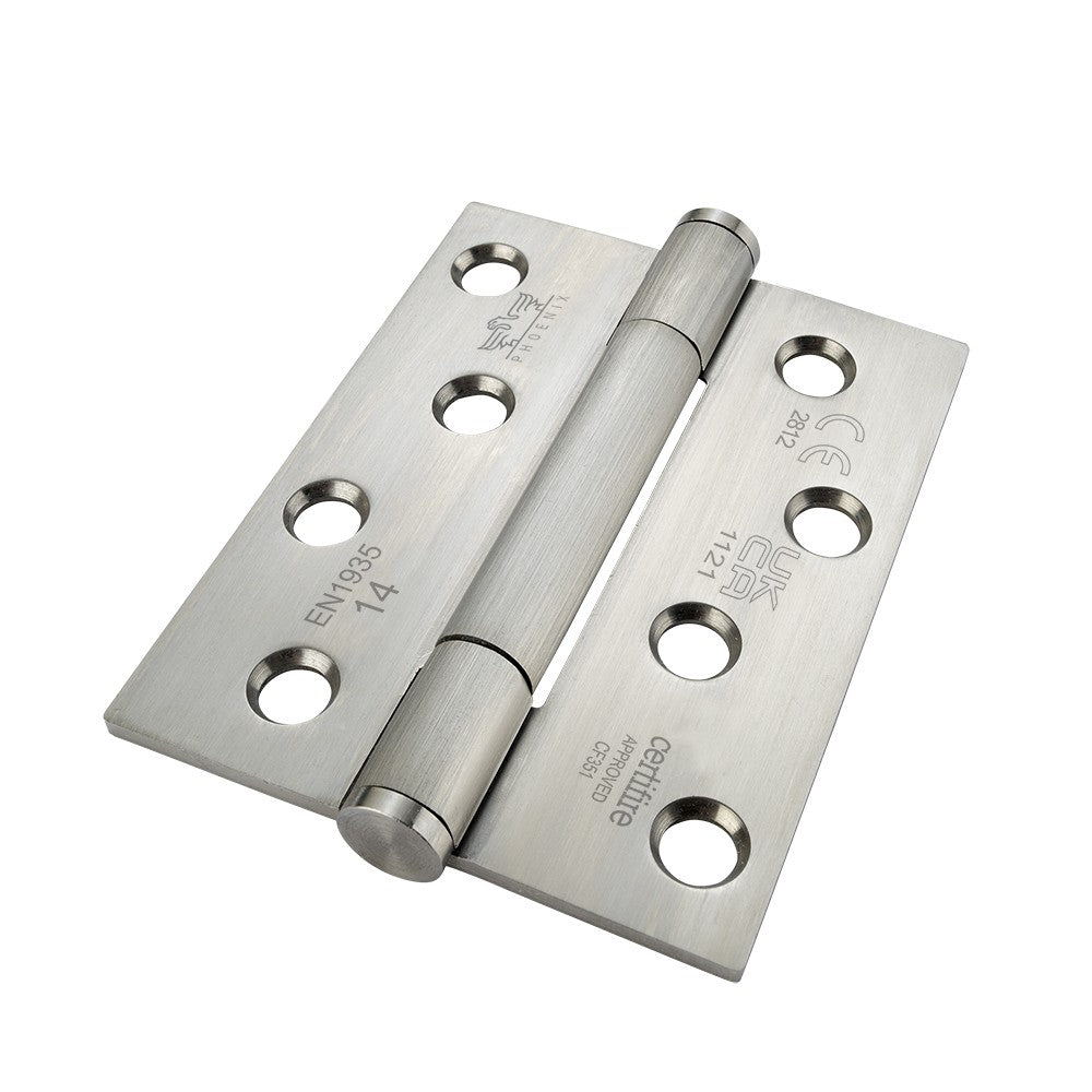 7730 Concealed Bearing Hinge Stainless Steel 316 - Square Corner - Staggered Hole - Satin Polished 102 x 76 x 3mm