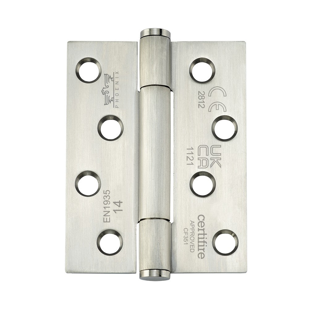 7730 Concealed Bearing Hinge Stainless Steel 316 - Square Corner - Staggered Hole - Satin Polished 102 x 76 x 3mm