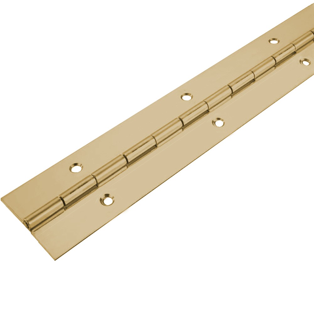 0732 Light Duty Piano Hinge - Mild Steel - Pre-plated brass - In-line Holes - 1020 x 32 x 0.7 x 1.7mm Pin